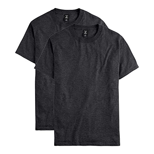 Hanes mens Hanes Men's Beefy Tall Short Sleeve Tee Value Pack (2-pack) T Shirt, Charcoal Heather, 4X-Large Tall US