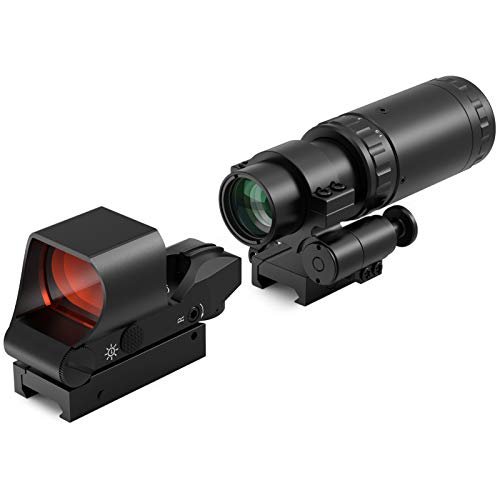 Feyachi M37 1.5X - 5X Red Dot Magnifier with RS-30 Reflex Sight Combo Kit, Multiple Reticle System Red Dot Sight & Magnifier Built-in Flip Mount Combo