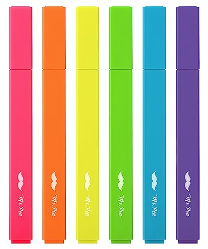 Mr. Pen- Aesthetic Highlighters, 6pcs, Chisel Tip, Vibrant Colors, Assorted Colors, No Bleed Cute Highlighters and Pens for Bible Pages