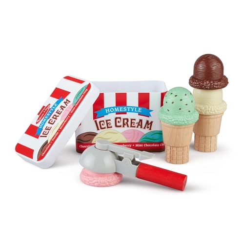 Melissa & Doug Scoop and Stack Ice Cream Cone Magnetic Play Set, Multicolor - Pretend Food, Ice Cream Toy For Toddlers And Kids Ages 3+.