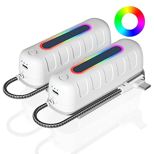 Saqico Battery Pack for Oculus Quest 2, 5000mAh Extended Power with Multi-Colors RGB Lights Compatible with Original Meta Quest 2 Head Elite Strap Extra 2-4H Playtime 2 Pack (5000mah+ 5000mah)