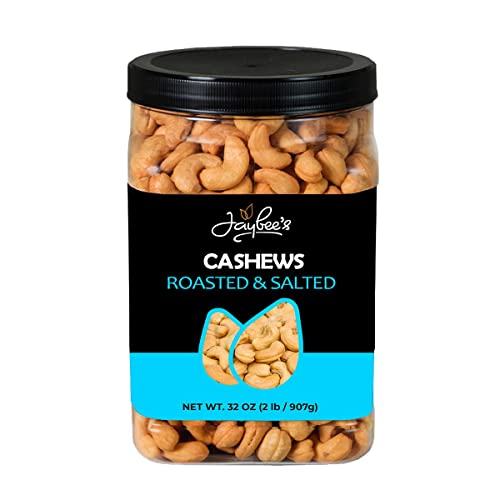 Cashews Roasted Salted - 32 oz 2 lbs | Whole Cashew Nut | Healthy Protein Snack | Natural Keto & Vegan Diet Friendly | Great for Cooking, Baking, Salads | Kosher | Jaybee's Nuts