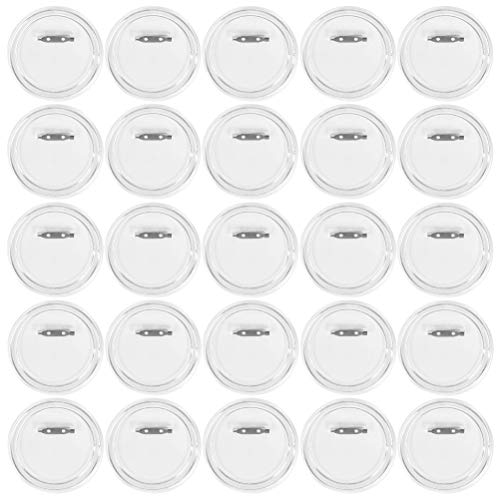 BUYGO 25Pcs 3.15 Inch Button Badges with Pin, Clear Button Badges Craft Buttons Large Photo Buttons Pins Picture Acrylic Design Button Badge for Craft Supplies, DIY Badges Pins, School Projects (8cm)