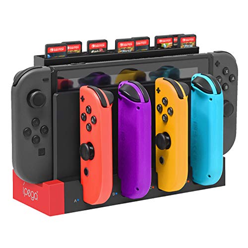 FYOUNG Charger for Joy Cons Controller, Charging Dock Base Station for Joy Cons and Game Card Storage Holder with 28 Game Card Slots Accessories Kits Compatible with Switch