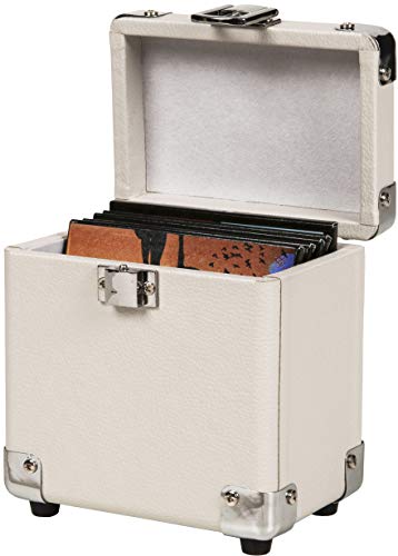 Crosley CR408A-WS Mini Record Carrier Case for 3' Vinyl Albums, White Sand