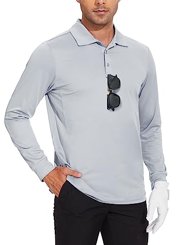 JWM Men's Long Sleeve Golf Polo Shirts - Athletic Casual Travel Performance Collar Shirts Lightweight Quick Dry UPF50