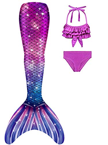 Mermaid Tails for Swimming Girls Swimsuit Princess Bikini Bathing Suit Set Birthday Gift for Kids,Girls, Children