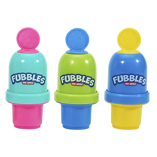 Fubbles Bubbles No-Spill Bubble Tumbler for Babies Toddlers and Kids | Includes 6oz Bubble Solution and Bubble Wand (Tumbler Colors May Vary)(Pack of 3)