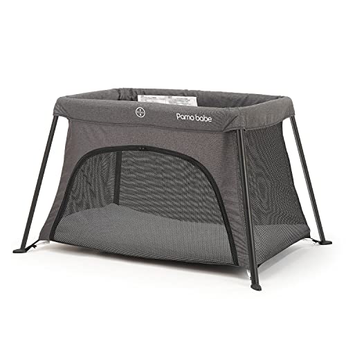 Travel Crib, Portable Crib for Baby Travel, Lightweight Travel Crib Foldable Playpen with Soft Mattress, Carry Bag for Babies to Toddler Grey