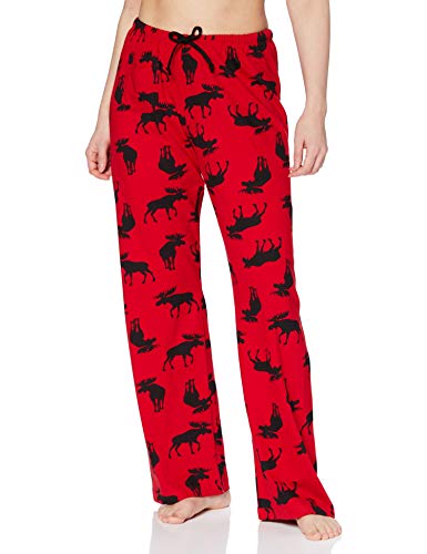 Little Blue House by Hatley womens Moose Family Pajamas, Women's Jersey Pajama Pants - Moose On Red, Medium