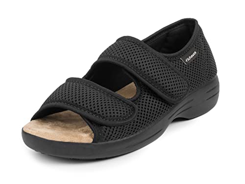 SCHAWOS Sandals Stretch 06, for men and women, orthopedic, diabetic, swollen feet, for seniors (41 EU, Black, US Size: Woman 9.5-10 / Men 8-8.5)