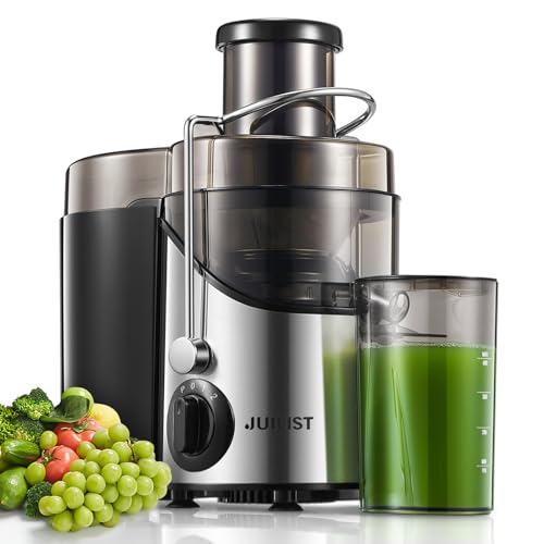 Juicer Machines, Juilist 3' Wide Mouth Juicer Extractor Max Power 800W, for Vegetable and Fruit with 3-Speed Setting, 400W Motor, Easy to Clean, Silver