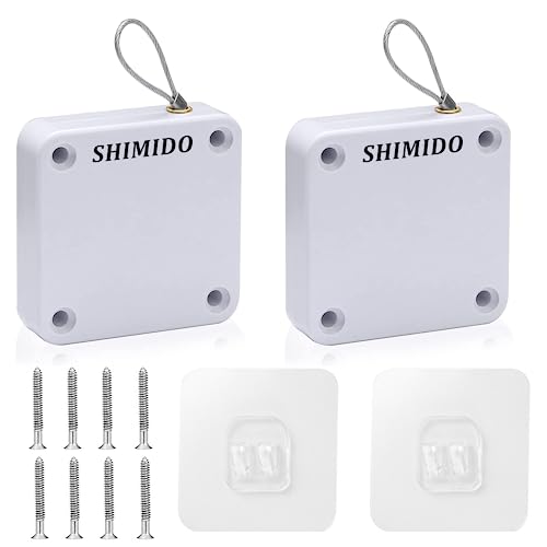 SHIMIDO Upgraded Punch-Free 1000g Automatic Screen Door Closer, Storm Door Closer, Sliding Screen Auto Door Closer with Steel Drawstring for Bathroom, Bedroom, Studyroom, etc.（2 Pack White）