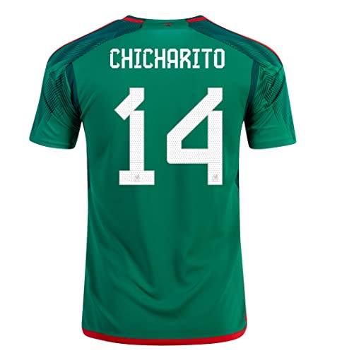 Chicharito #14 Mexico Home Men's World Cup Soccer Jersey022/23 (as1, Alpha, x_l, Regular, Regular, X Large) Green, Red