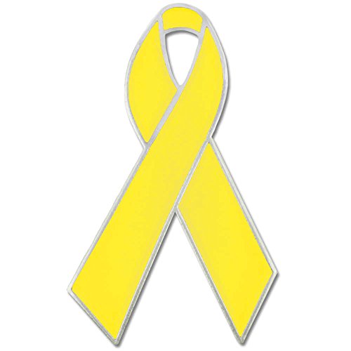 PinMart Awareness Enamel Lapel Pin – Nickel Plated Yellow Ribbon Pin – Suicide Prevention and Support Our Troops Awareness Ribbon – Jewelry Brooch Pin with Secure Clutch Back