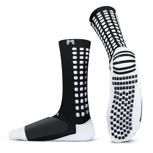 MediCaptain Lite - Protective Athletic Grip Sock with Metatarsal Padding Shock Protection, Anti-Slip Grip Pads, Black Non Slip Socks for Soccer, Football, Lacrosse