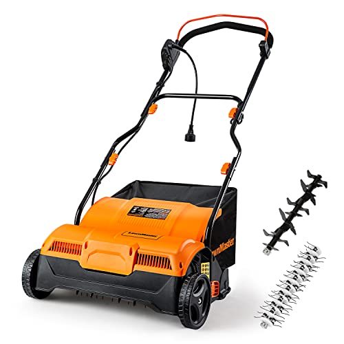 LawnMaster GVB1316 Electric 16” 13 Amp Dethatcher and Scarifier with 12 Gallon Collection Bag