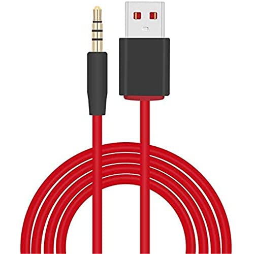 Sqrgreat USB 3.5mm Replacement Cable Wireless Charger Cord for Beats by Dre Studio Solo Headphones MP3 MP4 Players, Speakers, Watches, Boombox, Research Chips and Any Other Device with Port(red)