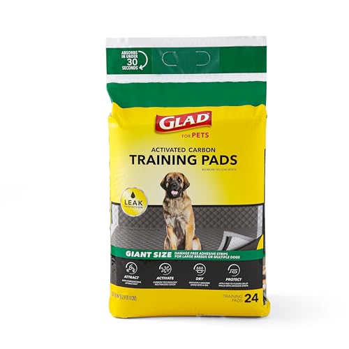 Glad for Pets Activated Carbon Puppy Training Pads | Puppy Pads for Dogs, Super Absorbent and Leak Proof Puppy Pee Pads, Giant Sized Dog Training Pads, 24 Count