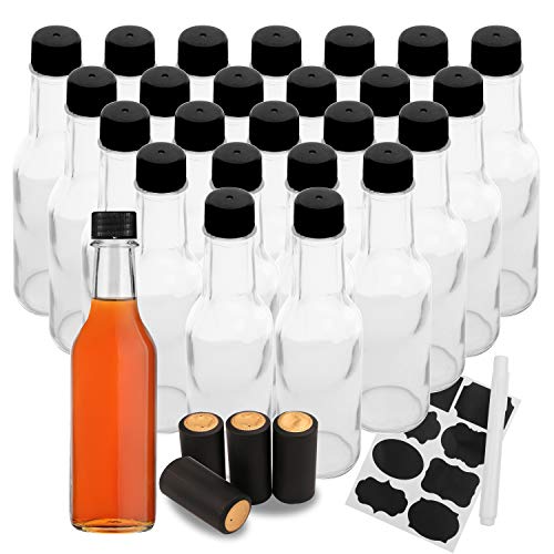 Accguan 5oz / 150ml Hot Sauce Bottles Glass Bottle Clear Oil Bottle for Kitchen- 25 Pack