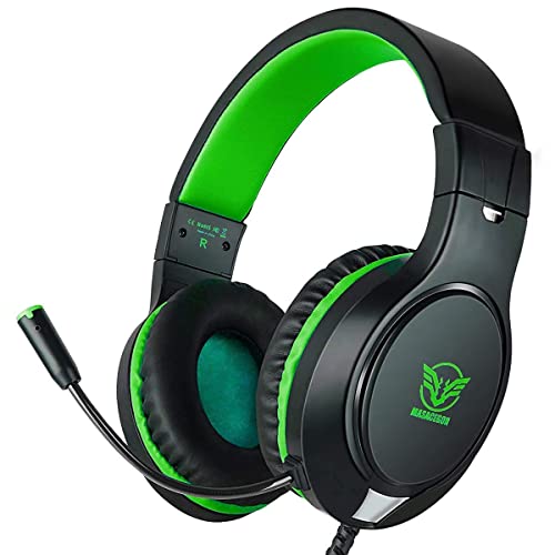 Masacegon Gaming Headset for PC,Gaming Headphone Compatible with Xboxone,PS4,Nintendo Switch,3.5mm Over-Ear Headphones with Noise Canceling Feature