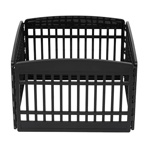 IRIS USA 24' Exercise 4-Panel Pet Playpen, Dog Playpen For Puppy Small Dogs Keep Pets Secure Easy Assemble Easy Storing Customizable Non-Skid Rubber Feet, Black