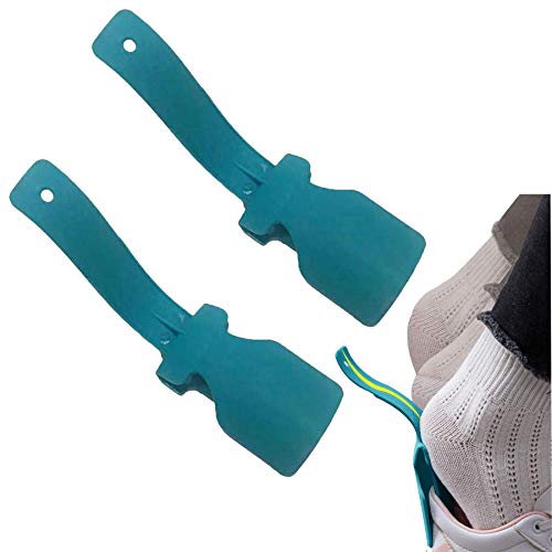 Lazy Shoes Helper for Easy to Wear Shoes, Portable Shoe Lifting Helper for Men, Women and Kids, Sock Slider Handled Shoe Horn for Seniors, Elderly, Disabled - Perfect for Everyday Use(2 Pcs) (BLUE 2)