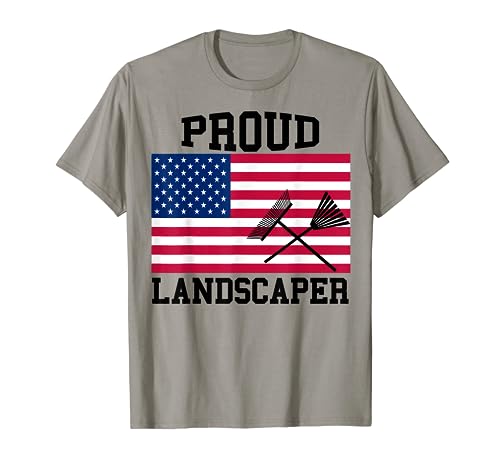 Proud Landscaper Patriotic T-Shirt|Landscaping Rake T-Shirt