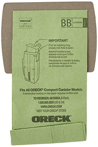 Oreck Genuine Buster B Canister Vacuum Paper Bags, 8-Pack, AK1BB8A, Green