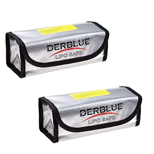 DerBlue 2pcs Fireproof Explosionproof Lipo Battery Safe Bag Lipo Battery Guard Safe Bag（185x75x60mm）
