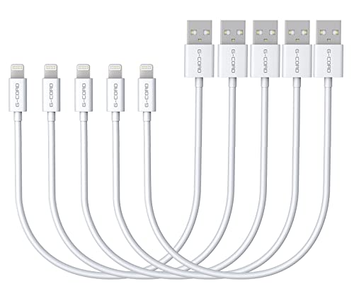 G-Cord Apple MFI Certified Short Lightning to USB Charging and Sync Cable (5 Pack, 7 Inch)