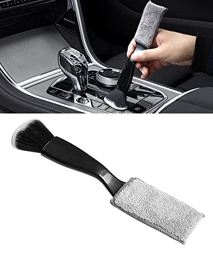 ESEWALAS Universal 2 in 1 Duster for Car Clean,Car Bursh Tool,Double Head Brush,Auto Interior Detailing Brush,Soft Car Interior Detailing Brush Dust Brush (Black)