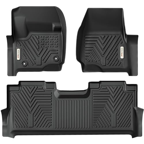 YITAMOTOR Floor Mats Compatible with F250/F350, Custom Fit Floor Liners for 2017-2024 Ford F-250/F-350 SuperCrew Cab, 1st & 2nd Row All Weather Protection