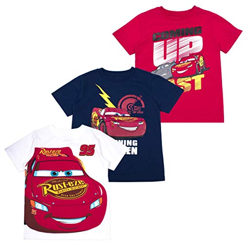 Cars Boys' T-Shirt (Pack of 3) 2T RED