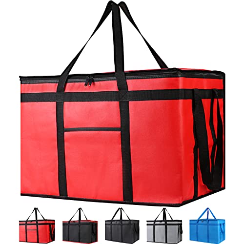 Bodaon Insulated Food Delivery Bag for Pizza Delivery, Grocery- Cooler Bag, Food Warmers for Parties, Catering Supplies for Doordash, Thermal Bags for Cold and Hot Food Carrier (Red, XXX-Large, 1-Pack