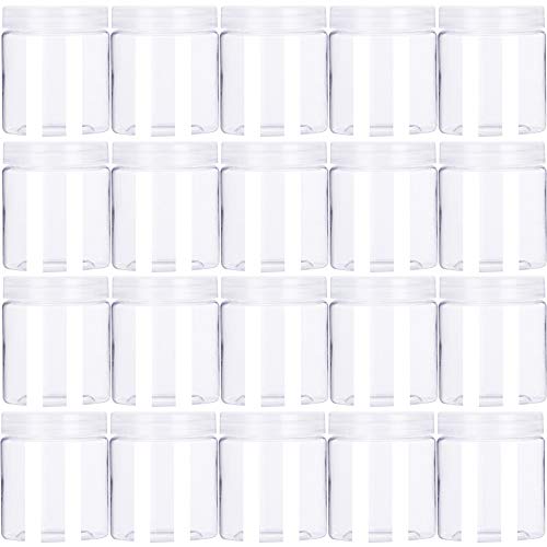 20 Pack 4oz Round Plastic Jars with Lids Empty Clear Slime Containers,Wide-Mouth Refillable Storage Containers for Cosmetics,Lotion,Food Storage