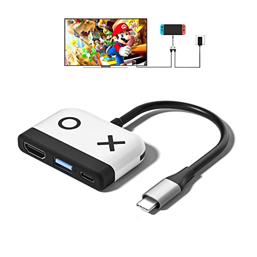 Kstkry Switch Dock for Nintendo Switch,Portable Dock with HDMI TV USB 3.0 Port and USB C Charging,Compatible with Nintendo Switch Steam Deck MacBook Pro/Air Samsung and More