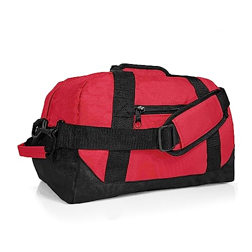 Dalix 14' Small Duffle Bag Two Toned Gym Travel Bag in Red