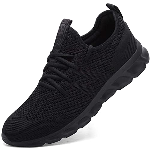 Damyuan Mens Lightweight Athletic Running Walking Gym Shoes Casual Sports Shoes Fashion Sneakers Walking Shoes Black,12