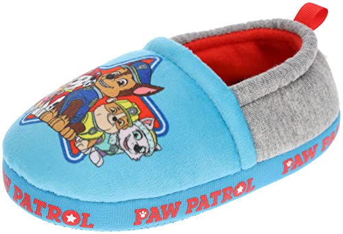 Paw Patrol Toddler Slippers, A-Line Novelty Slippers, Chase, Marshall, Everest, Skye, Blue, Size 9/10 Toddler