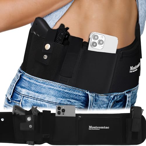 Mostcomtac Belly Band Holster for Concealed Carry - Gun Holster for Women and Men, Waist Band Holster for Pistols, Fit Glock, Ruger Lcp, S&W, M&P, Shield for Most Guns and Revolvers