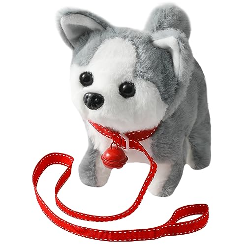 KSABVAIA Plush Husky Toy Puppy Electronic Interactive Dog - Walking, Barking, Tail Wagging, Stretching Companion Animal for Kids Toddlers