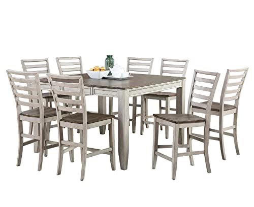 Abacus Two-Tone Smokey Alabaster and Brown 9-Piece Counter Dining Set