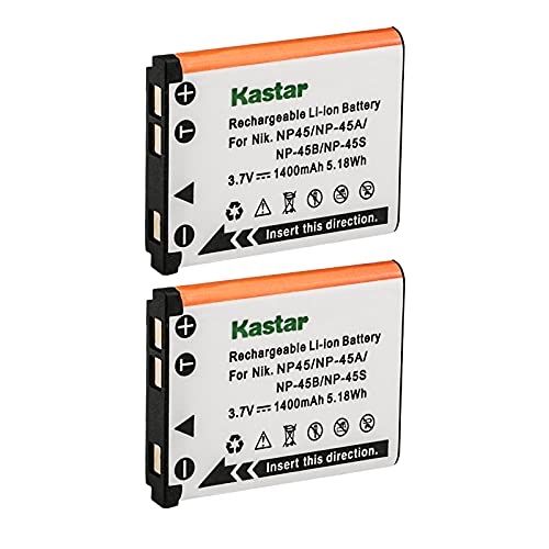 Kastar 2-Pack NP-45 Battery for Fujifilm NP-45A, NP-45B, NP-45S and Fujifilm FinePix XP20 XP30 XP50 XP60 T500 T510 T550 JX520 JX550 JX700 JX710 JZ700 J100 J120 J210 J250 Z800 Z900 Z950 Digital Camera