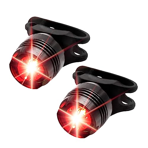 MIEFL Rear Bike Light for Night Riding Cycling, 2pcs Red LED Bicycle Tail Light with 6 Spare Batteries, Mini Back Safety Bike Lights for Skateboard Kids Scooter MTB Rack, IPX5 Waterproof Taillight