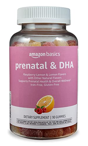Amazon Basics Prenatal & DHA Gummy, Rasberry & Lemon Flavor, 90 Count (Previously Solimo)