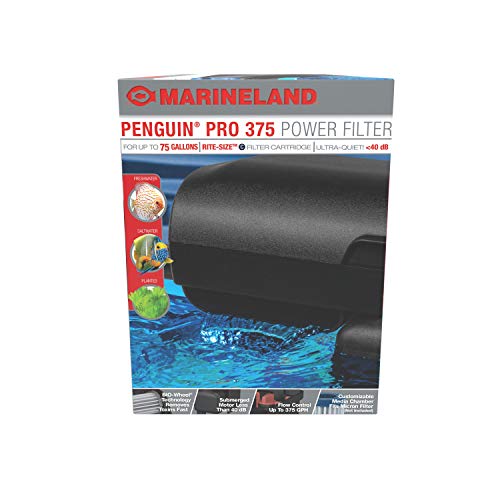 MarineLand Penguin PRO 375 Power Filter, Multi-Stage Aquarium Filtration for Up to 75 Gallons