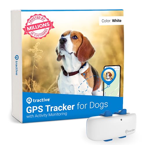 Tractive GPS Tracker & Health Monitoring for Dogs - Market Leading Pet GPS Location Tracker, Wellness & Escape Alerts, Waterproof, Works with Any Collar (White)