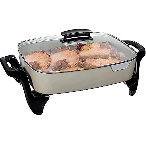 16' Grey Ceramic Electric Skillet - Roast fry grill stew bake make casseroles and more