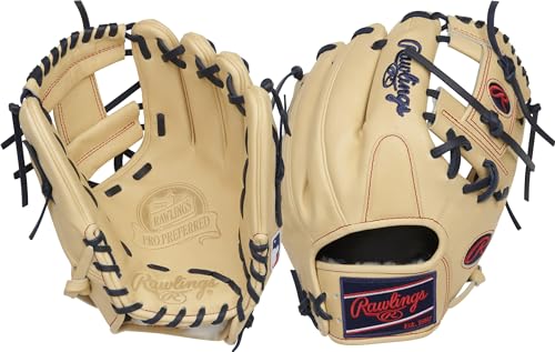 Rawlings | PRO PREFERRED Baseball Glove | 11.5' | Pro I Web | Right Hand Throw | Camel/Navy/Red